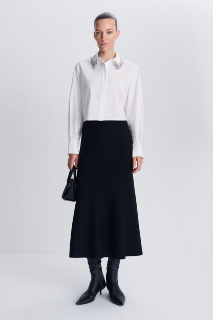 SIMKHAI Renata Embellished Button Down Shirt in White