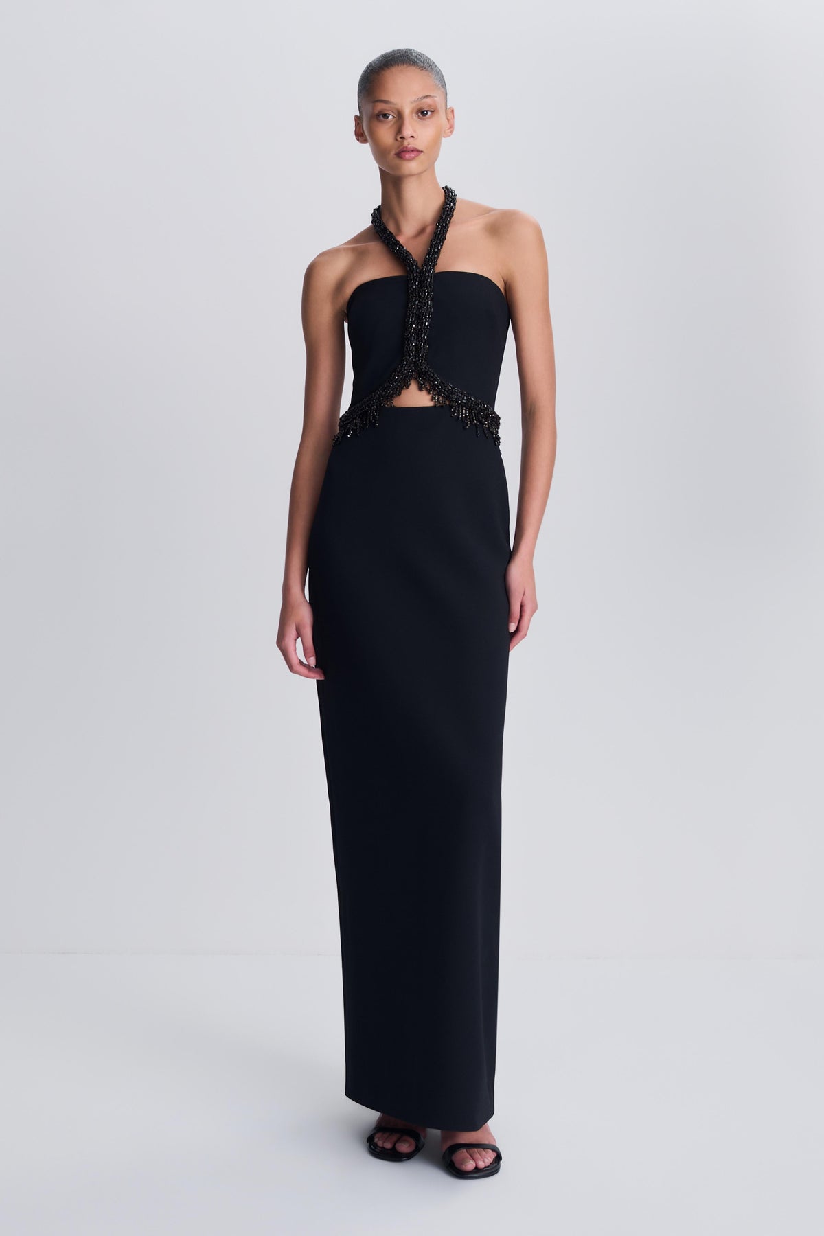 SIMKHAI Zoriel Embellished Halter Gown in Black