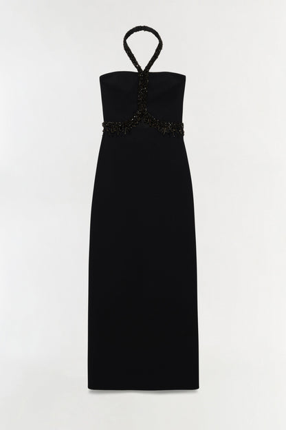SIMKHAI Zoriel Embellished Halter Gown in Black