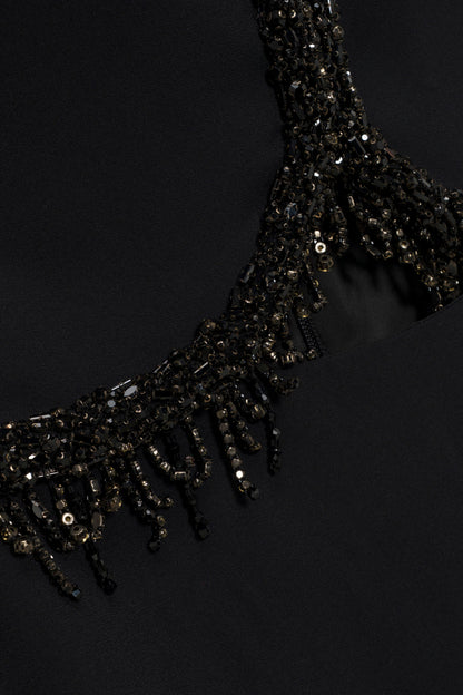 SIMKHAI Zoriel Embellished Halter Gown in Black
