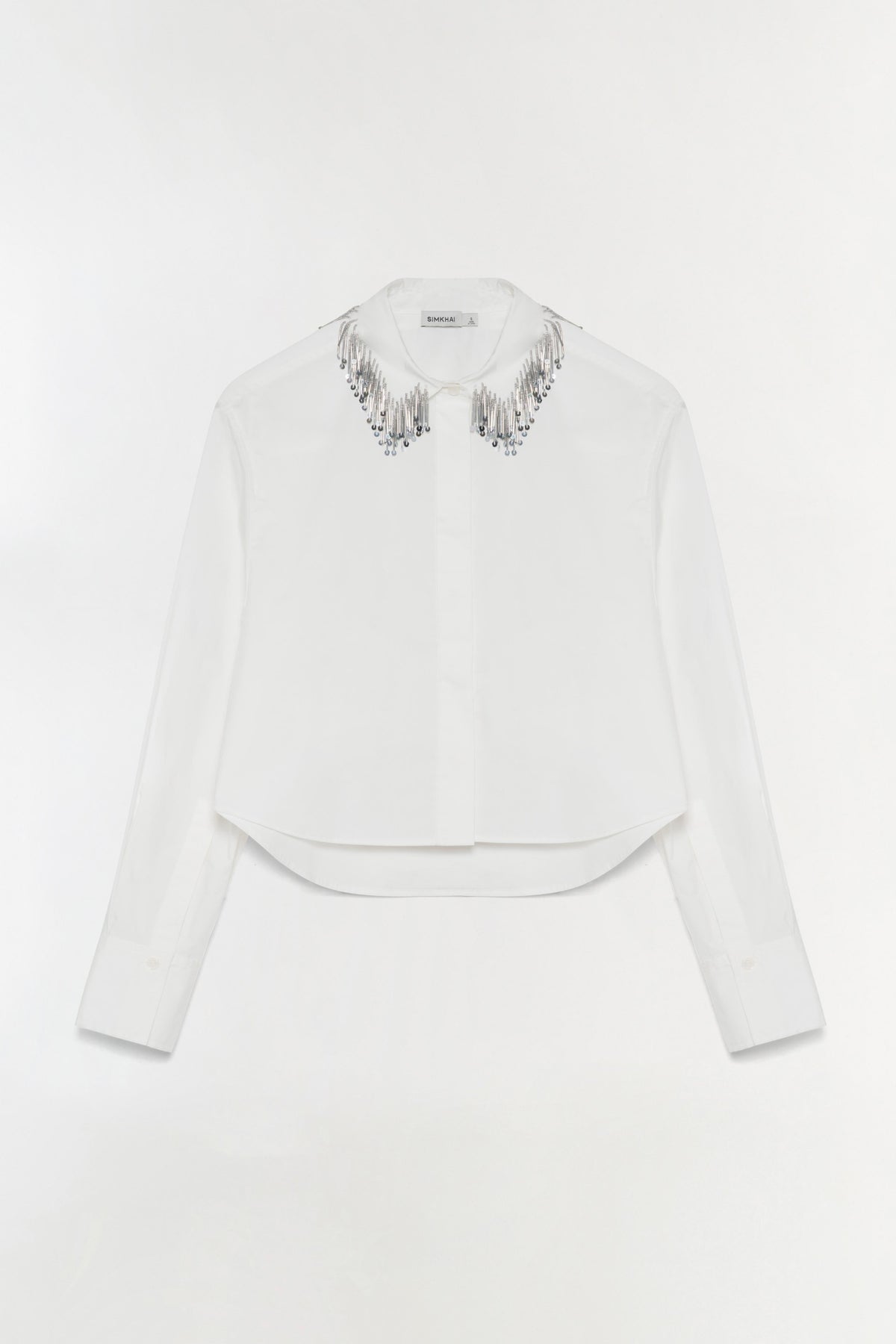 SIMKHAI Renata Embellished Button Down Shirt in White