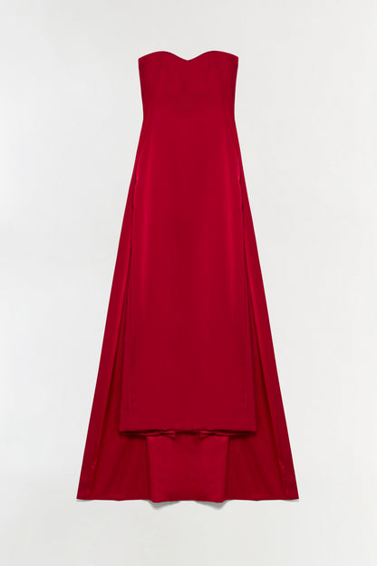 SIMKHAI Dinah Strapless Midi Dress in Lipstick