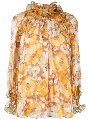 Silk Floral Print Blouse