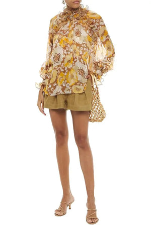 Silk Floral Print Blouse