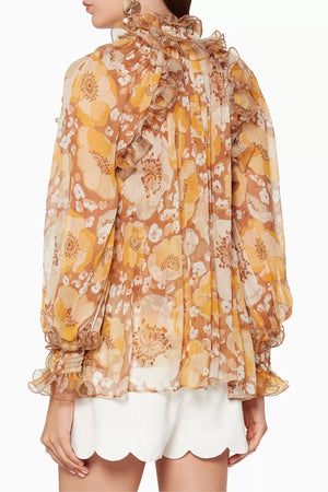 Silk Floral Print Blouse