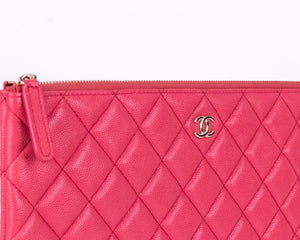 Caviar Leather Quilted Clutch | Pink