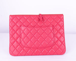 Caviar Leather Quilted Clutch | Pink