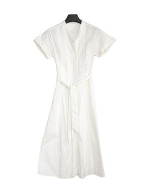 Waist-Tie Paneled Dress Sz 42 | White