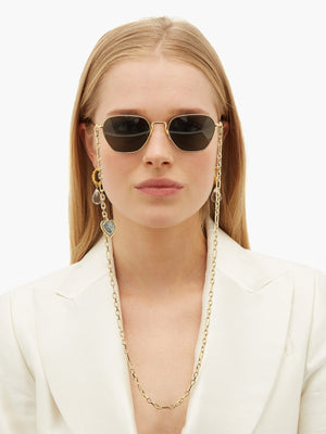 Linda Farrow X Alessandra Rich hexagonal metal sunglasses