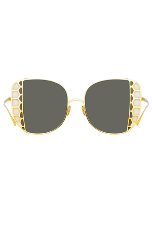 Linda Farrow Amelia Sunglasses in Yellow Gold