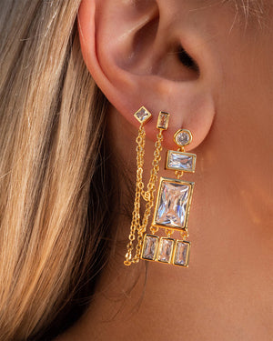 MIXTE CASCADING CHAIN STUDS | GOLD